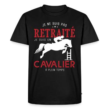retraité humour retraite équitation cheval - T-shirt Premium bio Homme - noir - Devant - Nico (187cm)