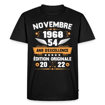 Novembre 1968 Idée Cadeau D'anniversaire 54 Ans - T-shirt Premium bio Homme - noir - Devant - Nico (187cm)