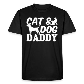 Cat & Dog Daddy - Propriétaire de chien Propriétaire de chat - T-shirt Premium bio Homme - noir - Devant - Nico (187cm)
