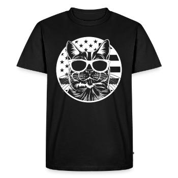 Chat avec drapeau de l’Amérique I Drôle d’amoureux des chats - T-shirt Premium bio Homme - noir - Devant - Nico (187cm)