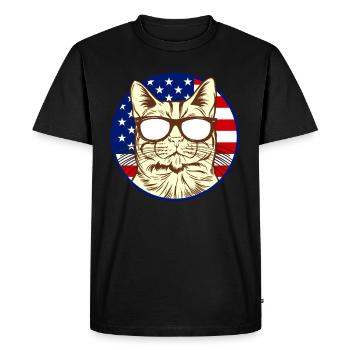 Chat avec drapeau d’Amérique I amoureux des chats ameri - T-shirt Premium bio Homme - noir - Devant - Nico (187cm)