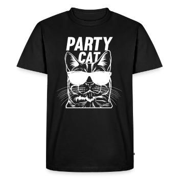Chat de fête Drôles de chats I Chat de fête - T-shirt Premium bio Homme - noir - Devant - Nico (187cm)