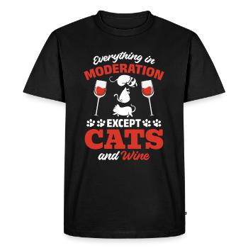 Everything in moderation, except cats and wine - Men's Premium Organic T-Shirt - black - Front - Nico (187cm)