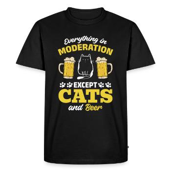 Amoureux des chats I Tout avec modération sauf les chats et - T-shirt Premium bio Homme - noir - Devant - Nico (187cm)