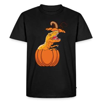 Citrouille Dino Halloween Citrouille Dinosaure - T-shirt Premium bio Homme - noir - Devant - Nico (187cm)