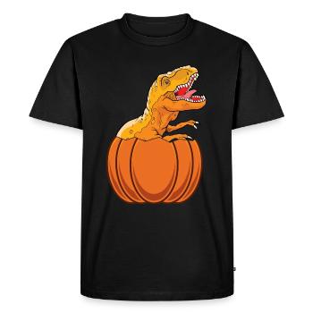 Citrouille Dino Drôle Halloween Citrouille avec dinosaure - T-shirt Premium bio Homme - noir - Devant - Nico (187cm)
