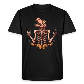 Squelette d’Halloween avec dinosaure Drôle Bonjour - T-shirt Premium bio Homme - noir - Devant - Nico (187cm)