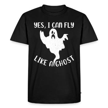 Halloween Ghost I Yes, I can fly like a ghost - Men's Premium Organic T-Shirt - black - Front - Nico (187cm)