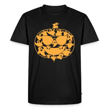 Citrouille d’Halloween avec fantômes I Citrouille d’Halloween - T-shirt Premium bio Homme - noir - Devant - Nico (187cm)