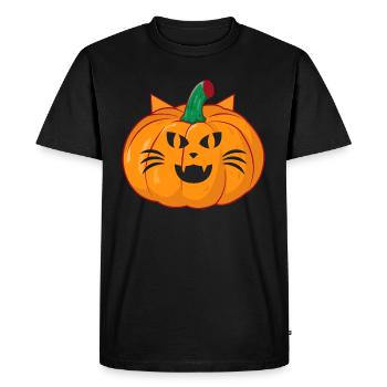 Halloween Citrouille Chat Drôle Halloween Citrouille Chat - T-shirt Premium bio Homme - noir - Devant - Nico (187cm)