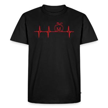 Halloween Citrouille Heartbeat Halloween Citrouille - T-shirt Premium bio Homme - noir - Devant - Nico (187cm)