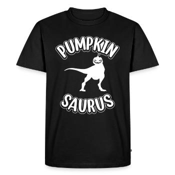 Halloween Pumpkin Saurus I Funny Pumpkin Dinosaur - Men's Premium Organic T-Shirt - black - Front - Nico (187cm)