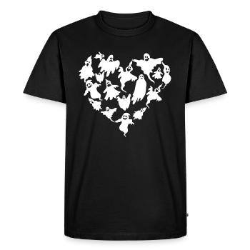 Coeur d’Halloween avec fantômes Coeur fantôme d’Halloween - T-shirt Premium bio Homme - noir - Devant - Nico (187cm)