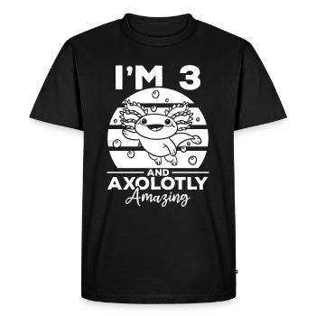 Axolotl I'm 3 And Axolotly Amazing - 3 Birthday - Men's Premium Organic T-Shirt - black - Front - Nico (187cm)