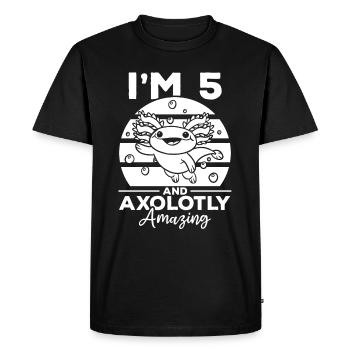 Axolotl I'm 5 And Axolotly Amazing - Axolotl 5 Bir - Men's Premium Organic T-Shirt - black - Front - Nico (187cm)