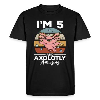 Axolotl I'm 5 And Axolotly Amazing - 5 Birthday - Men's Premium Organic T-Shirt - black - Front - Nico (187cm)