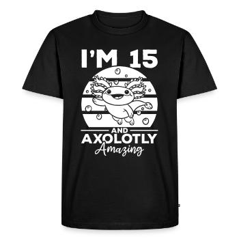 Axolotl I'm 15 And Axolotly Amazing - Axolotl - Men's Premium Organic T-Shirt - black - Front - Nico (187cm)