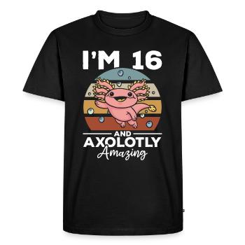 Axolotl I'm 16 And Axolotly Amazing - Axolotl - Men's Premium Organic T-Shirt - black - Front - Nico (187cm)