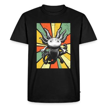 Axolotl Fish Sunset Axolotl Lover I Retro Axolotl - Men's Premium Organic T-Shirt - black - Front - Nico (187cm)