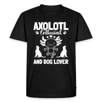 Passionné d’Axolotl et amoureux des chiens - T-shirt Premium bio Homme - noir - Devant - Nico (187cm)