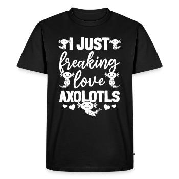 Axolotl I Just Freaking Love Axolotls - Men's Premium Organic T-Shirt - black - Front - Nico (187cm)