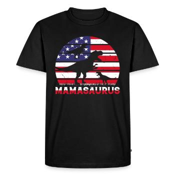 Mamasaurus avec trois enfants - American Flag Mama Di - T-shirt Premium bio Homme - noir - Devant - Nico (187cm)