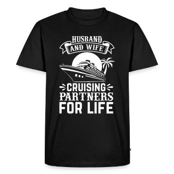 Bateau de croisière - Mari et femme Partenaires de croisière f - T-shirt Premium bio Homme - noir - Devant - Nico (187cm)