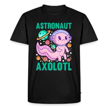 Axolotl Amant Drôle Astronaute Axolotl - T-shirt Premium bio Homme - noir - Devant - Nico (187cm)