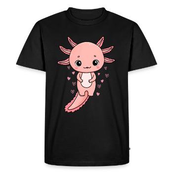 Axolotl Kawaii Axolotl Amant Mignon Axolotl - T-shirt Premium bio Homme - noir - Devant - Nico (187cm)