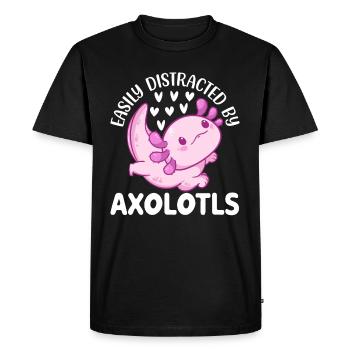 Axolotl Lover Cute Axolotls - Easily Distracted By - Men's Premium Organic T-Shirt - black - Front - Nico (187cm)