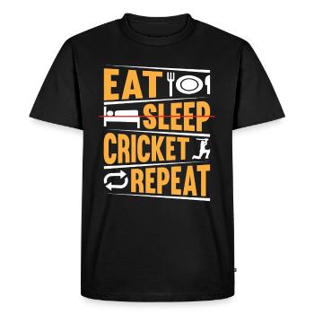 Eat Sleep Cricket Repeat - Playing Cricket Player - Men's Premium Organic T-Shirt - black - Front - Nico (187cm)