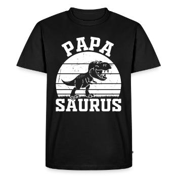 Papa Saurus Papa Dinosaur - Papasaurus - Men's Premium Organic T-Shirt - black - Front - Nico (187cm)