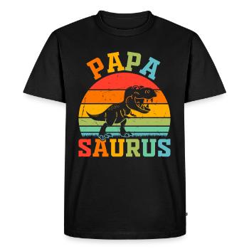 Papasaurus - Papa Saurus Papa Dino - T-shirt Premium bio Homme - noir - Devant - Nico (187cm)