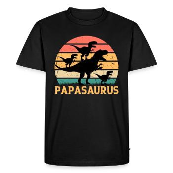 Papasaurus Papa With Three Kids - Papa Saurus Papa - Men's Premium Organic T-Shirt - black - Front - Nico (187cm)