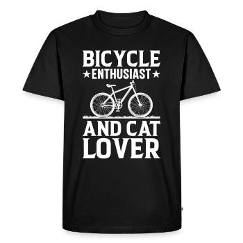 Passionné de vélo et amoureux des chats I VTT - T-shirt Premium bio Homme - noir - Devant - Nico (187cm)