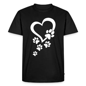 Patte de chien Cœur de bébé chiens - Pattes de chien Cœurs Patte de chien - T-shirt Premium bio Homme - noir - Devant - Nico (187cm)