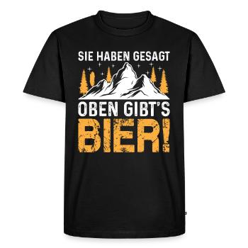 Vous avez dit qu’il y a de la bière à l’étage - randonnée en montagne - T-shirt Premium bio Homme - noir - Devant - Nico (187cm)
