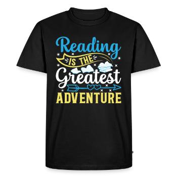 La lecture de bibliothécaire est la plus grande aventure B - T-shirt Premium bio Homme - noir - Devant - Nico (187cm)