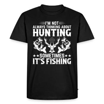 Chasse au cerf Pêche au poisson Pêche à la truite Pêche au cerf Chasse au cerf - T-shirt Premium bio Homme - noir - Devant - Nico (187cm)
