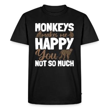 Les singes me rendent moins heureux - Monkey Lo - T-shirt Premium bio Homme - noir - Devant - Nico (187cm)