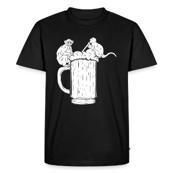 Singes orangs-outans avec de la bière - Funny Monkey Orangut - T-shirt Premium bio Homme - noir - Devant - Nico (187cm)