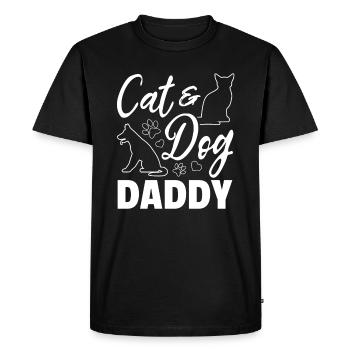 Cat & Dog Dad - Dog Cat Daddy Dog Daddy Dog Lover - T-shirt Premium bio Homme - noir - Devant - Nico (187cm)