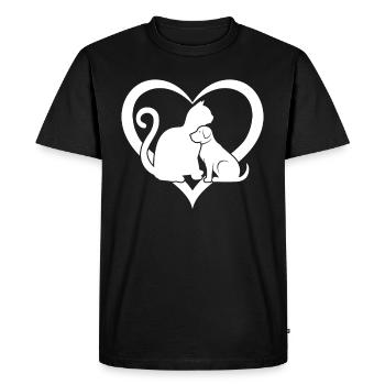 Dog and Cat Lover Dog Lover - Funny Cat & Dog Hear - Men's Premium Organic T-Shirt - black - Front - Nico (187cm)