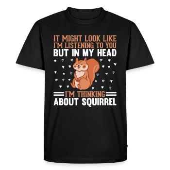 On dirait peut-être que j’écoute - Drôle d’écureuil - T-shirt Premium bio Homme - noir - Devant - Nico (187cm)
