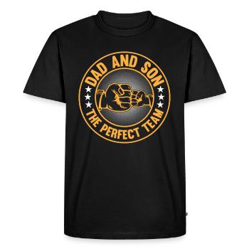 Papa Fête des Pères - Papa et Fils L’équipe parfaite - T-shirt Premium bio Homme - noir - Devant - Nico (187cm)
