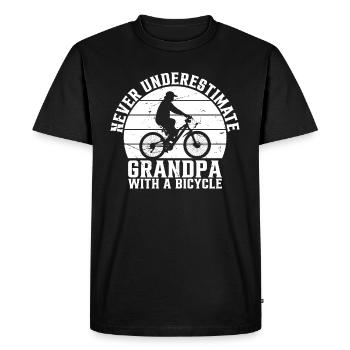 Bicycling Grandpa Never Underestimate Grandpa With - Men's Premium Organic T-Shirt - black - Front - Nico (187cm)