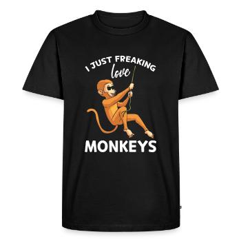 I Just freaking love Monkeys - Orangutan Monkey Lo - T-shirt Premium bio Homme - noir - Devant - Nico (187cm)