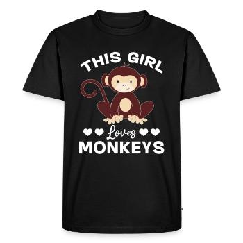 This Girl loves Monkeys - Orangutan Monkey Lover - Men's Premium Organic T-Shirt - black - Front - Nico (187cm)