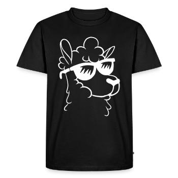 Lama Lama Llama Llama - Lama Mignon Tête de Lama F - T-shirt Premium bio Homme - noir - Devant - Nico (187cm)