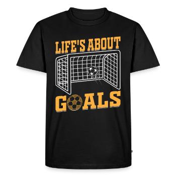 Amoureux du football - La vie est une question d’objectifs Citations de football So - T-shirt Premium bio Homme - noir - Devant - Nico (187cm)